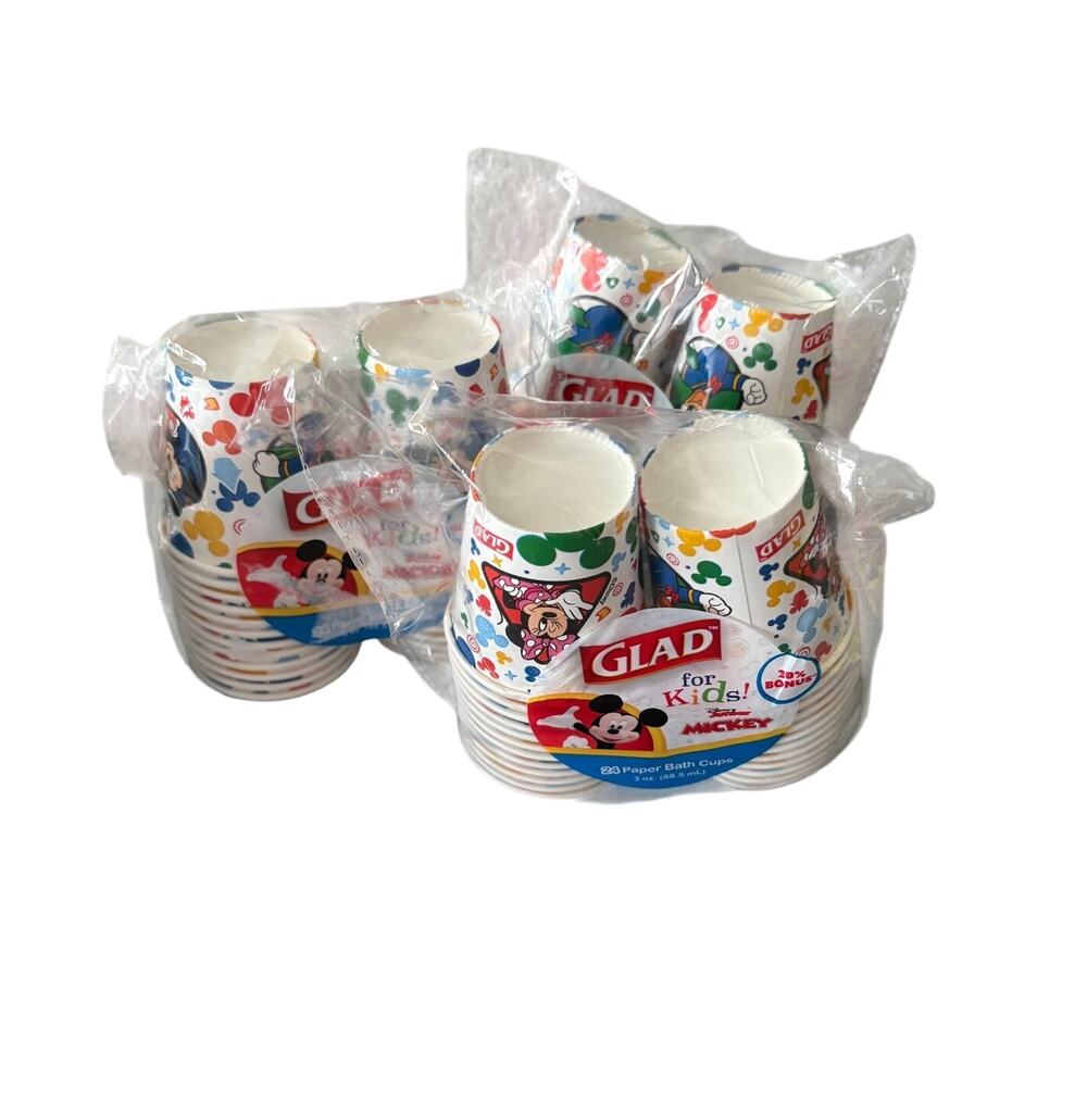 GLAD for Kids Disney Junior Mickey Paper Bath Cups Lot of 3 Packs 60 Total